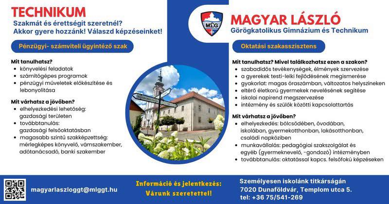 Technikumi képzéseink - 2026/2027-es tanév